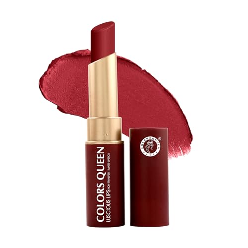 Image of Colors Queen Luscious Lips - Non Transfer Creamy Matte Lipstick | Highly Pigmented with Smooth Application | Long Lasting Lipstick Waterproof | Smudge Proof Lipstick for Women (12 - Bride Maroon - 3.5g)