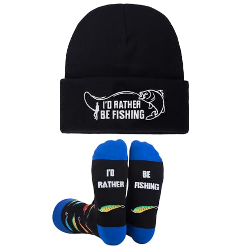 GOAUS - GOAUS Fishing Gifts for Men, Funny Beanie Hat and Socks for Him, Father Dad Grandpa Unique Gifts Stocking Stuffers