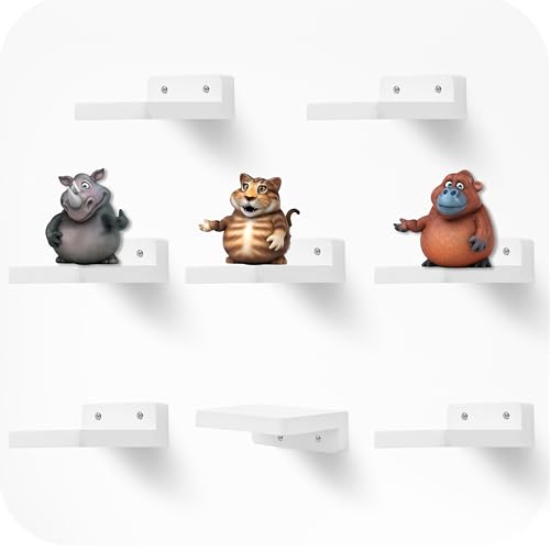 NIUBEST Small Floating Shelf, 4x4 Inch Display Ledges for Wall,Mini Shelves,Rustic Wood Shelf for Bedroom Living Room Bathroom Kitchen (8, Rustic White)