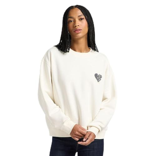 Lee Relaxed Graphic Crew Sudadera, Crudo, S para Mujer