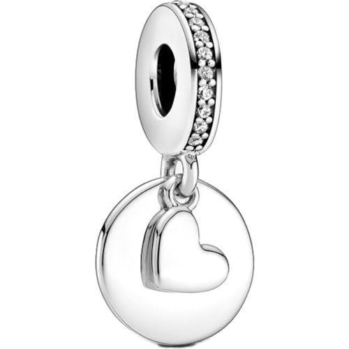 PANDORA Adorno Corazón y Disco Grabable de Plata 799212C01 para Regalo