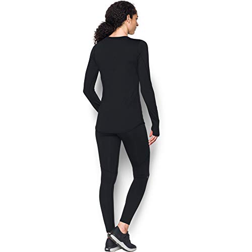 Under Armour Women's ColdGear Armour Compression Crew Long-Sleeve T-Shirt , Black (001)/Metallic Silver , Small