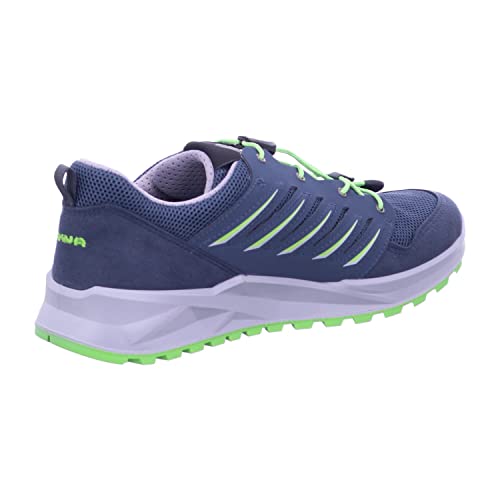 LOWA Axos GTX Lo Junior 36-40 Grau, Kinder Gore-Tex Hiking- und Approachschuh, Größe EU 36 - Farbe Stahlblau - Limone