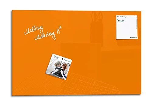 Glas Expert | Smart Glass Board ® | Tableau Magnetique en Verre | 60 x 40 cm | Orange | Affichage Mémo Aimanté | Memo Board Magnétique Affichage | Memo Décoration Murale | + 2 Aimants