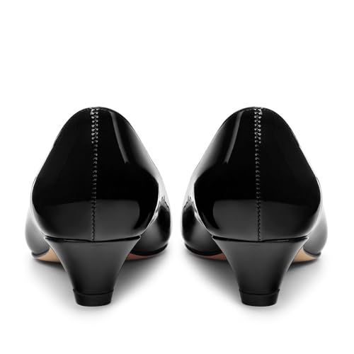 Womens Pumps, Low Kitten Heel Pumps Slip-on Pointed Toe Dress Shoes Office Party Wedding Patent 1.4 Inch4