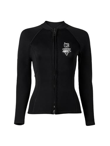 Camiseta de neopreno para mujer de 3 mm con mangas largas, traje de natación para buceo y surf con cremallera y tela elástica miniatura 1