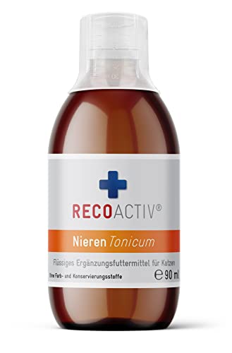 RECOACTIV Nieren Tonicum für Katzen, 3 x 90 ml, bei Anzeichen Einer Nierenfunktionsstörung, in der Rekonvaleszenz und zur Prophylaxe. Hochwertiges Protein, Appetit anregendes Ergänzungsfuttermittel