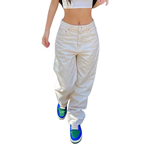 Women Baggy Y2K Jeans Vintage Low Waisted Straight Leg Denim Pants E-Girl Streetwear Clubwear