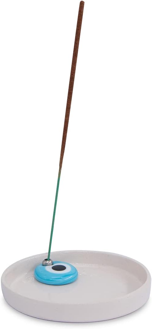 Sermo Quemador de incienso de cerámica contra el mal de ojo (blanco con