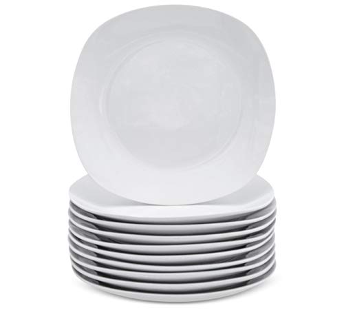 Dessert Plates White - Small Appetizer or Salad Plate - Square Dishware
