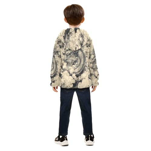 Dragon Amidst Swirling Clouds Toddler Fleece Jacket Girl Boys Hooded Fleece Jacket Coat Warm Outwear Zip-up 3-10T4