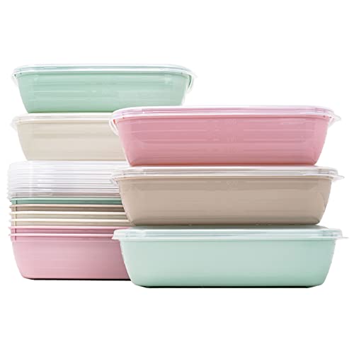 QILZO Lot de 12 Tuppers en plastique 800 ml Récipients alimentaires sans BPA Boîtes à repas pour four micro-ondes, lave-vaisselle, congélateur, tupper avec couvercle, fabriqué en Espagne