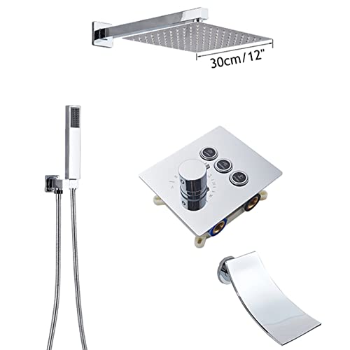 Ensemble de Douche avec Robinet de Baignoire à Cascade Complet et Mélangeur Thermostatique