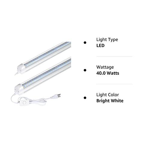 hykolity 4FT LED Shop Light, V Shape Integrated T8 LED Tube Light, 5200LM, 40W, 6500K Super