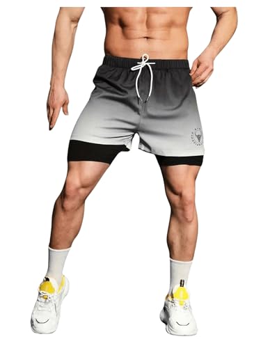 SOLY HUX Men's Gradient Athletic Shorts Letter Graphic