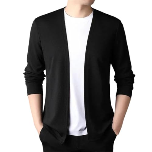 Men's Casual Solid Color Sweater Cardigan Long Sleeved Comfortable Business Jumper Top