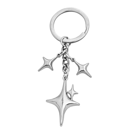 OTETTS Gold Shiny Star Keychain Cute Celestial Charm Durable Metal Key Ring for Keys Bags Aesthetic Gift Car Party Decor (I)
