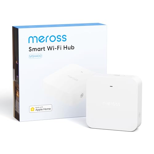 Meross Smart Hub MSH400 met 110 dB alarm, ondersteunt irrigatiecomputer, rookmelder, raam-/deursensor, watersensor, temp./vochtigheidssensor, compatibel met Apple HomeKit, Alexa, Google Home
