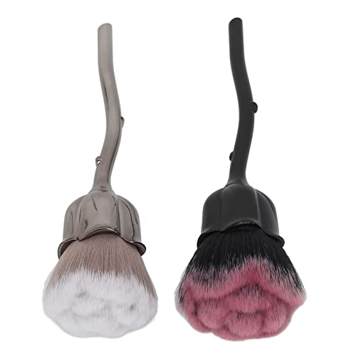 2Pcs Rose Makeup Brush, Fluffy Soft Nail Dust Brush, Powder Brush and Blush Brush for Nail Trimming ing, Makeup