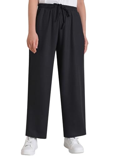 Weintee Women's Petite Wide Leg Linen Pants Lightweight Summer Pants