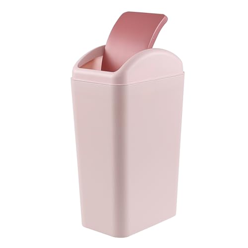 Caneca de basura delgada 12 L con tapa de vaivén rosa
