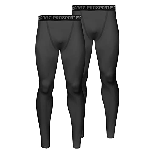 Hotfiary 2 Pack Men's Compression Pants Tights Active Leggings Athletic Base Layer Bottoms for Running Workout Basketball