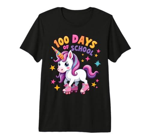 Celebración Divertida del Patinaje sobre Ruedas de Unicornio de 100 días de Escuela Camiseta Premium