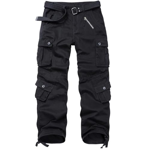 Men's BDU Casual Military Pants, Combat Camo Cargo Work Pants Fit Outdoors Tactical Wild Army Hunting Baggy 8 Pockets No Belt
