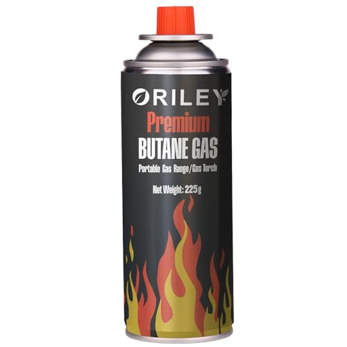 Image of ORILEY 1 x 225g Butane Gas Canister Portable and High Pressure Refill Fuel Cartridges for Camping Stove Outdoor Cooking & Lighter Welding Torch Fogging Machine (Pack of 1)
