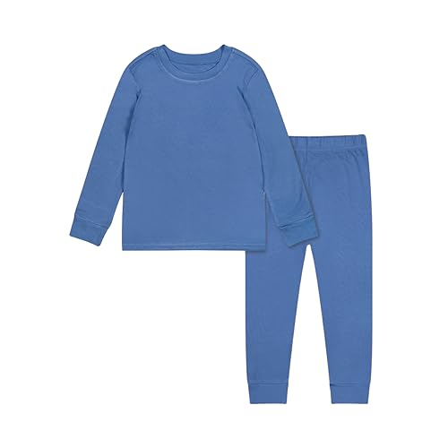 Teach Leanbh Toddler Baby Boys Girls Bamboo Viscose Pajamas Set Round Neck Long Sleeve Snug Fit Sleepwear Pjs 12M-5Y