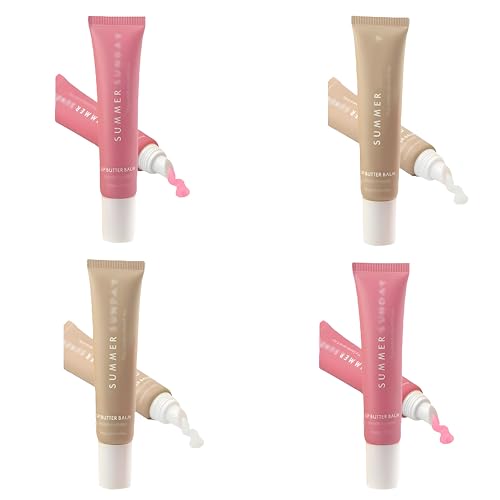 Summer Lip Butter Balm 4pcs Natural Colored Moisturizing Gloss Oil Lipstick Contains Shea Butter Essential Lip Oil for Relieving Dry Lips Moisturizing Lip Care for Men Women