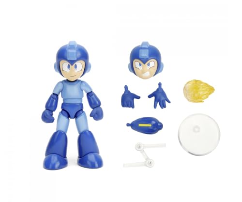 Jada Toys Figura Mega Man (11,5 cm), incluye MET – Figura móvil de colección y acción de la serie de videojuegos Megaman, con cabeza, manos y accesorios alternativos, para fans y coleccionistas a