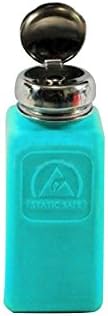 KOKEE 8OZ Blue Disspative ESD Protective HDPE Bottles ,One Touch Stainless Steel Liquid Dispenser Pump, ESD Safe durAstatic Square Bottle