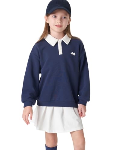 marc & janie Boys Girls Preppy Style Polo Sweatshirts Kids Long Sleeve Loose Soft Tops 240265