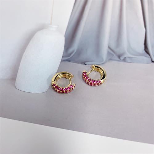 Brincos de argola pequenos coloridos de zircônia cúbica delicada para mulheres, meninas, cartilagem,