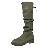 Botte Femme Talon Petit en Daim Bottes Hautes Femme Chic et Élégant Santiags Hiver Chaudes Santiag Vintage Botte Haute Confort Chic Boots Confortable Bottes Mollets Larges Western Chaussure Bottines