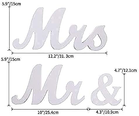 Viopvery Mr And Mrs Sign For Wedding Table,Large Wooden Letters Mr & Miss Signs For Sweetheart Table,Photo Props Wedding Decorations For Anniversary,White #TOP6