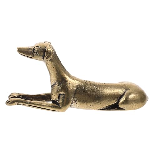 IMIKEYA Adornos Decorativos De Latón Figuras Coleccionables De Perros Retro Linda Estatuilla De Perro Adorno De Escritorio Perro Escultura Decoración Escultura De Perro Chino Galgo Golden