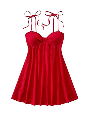 Image of SOLY HUX Women's Summer Cami Sun Dress A Line Tie Shoulder Y2k Cute Casual Short Mini Beach Babydoll Dresses