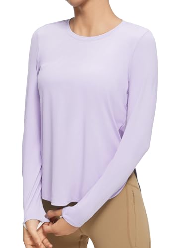 baleaf Sun-Dur Women's UPF 50+ Shirts Long Sleeve Workout Lightweight Shirt Quick Dry Clothing Running Shirts Athletic Tops Pastel Purple L