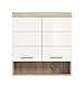 xonox.home Badezimmer Lambada Hängeschrank Schrank Badezimmerschrank hängend breit Wandschrank breiter Hängeschrank Bad in Front weiß Hochglanz Korpus Sonoma Eiche hell, ca.74x79x24 cm