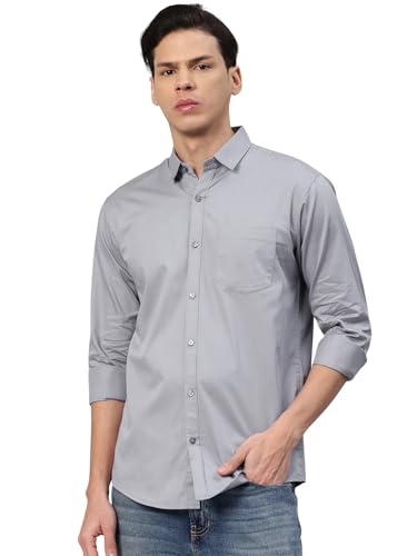 Image of Majestic Man Men's Cotton Slim Fit Solid Casual Shirt