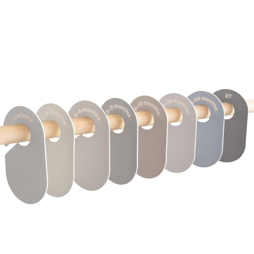 Image of 3 Sprouts Baby Closet Dividers 8-Piece Set Newborn to 2T - Double-Sided Organizer for Nursery Clothing Storage - Beige & Gray