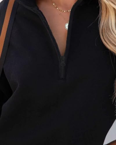 Dressmine Womens Quarter Zip Pullover Casual Long Sleeve Shirts Half Zip Sweatshirt Trendy Clothes2