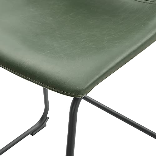 Walker Edison Douglas Urban Industrial 2-Piece Faux Leather Armless Counter Stools, Set Of 2, Green #TOP7