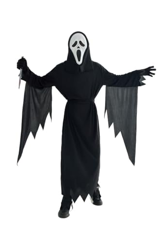 Udekit Spaventoso Volto Fantasma Halloween Carnival Scream Costume Cosplay con Coltello Giocattolo e Maschera per...