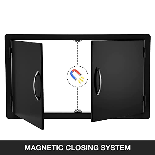 Stanbroil Outdoor Kitchen Doors 36W x 21H Inch BBQ Access Door - Wall Construction Vertical Double Door Flush Mount for Outdoor Kitchen Grilling Station or Commercial BBQ Island - Black