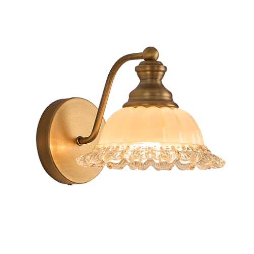 Image of XIEDUN Vanity Light Brass Wall Sconces Vintage 1-Light Bathroom Sconces