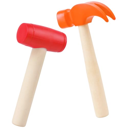 Waenerec 2pcs Toy Hammer Simulation Wooden Hammer Small Plastic Toddler Claw Hammers Portable Kids Maintenance Tools Toys Pretend Play Fake Mallet Hammers for Boys Girls