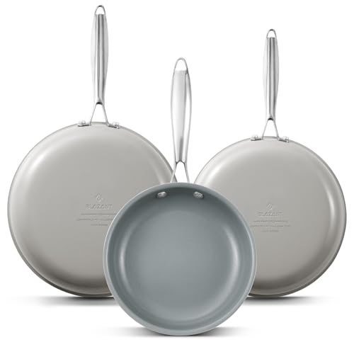 BLAZANT Juego de Sartenes de 20/24/28 cm, sartenes induccion, cerámica antiadherente, sin PFOA PTFE, para Todo Tipo de Cocinas, Aptas para Lavavajillas